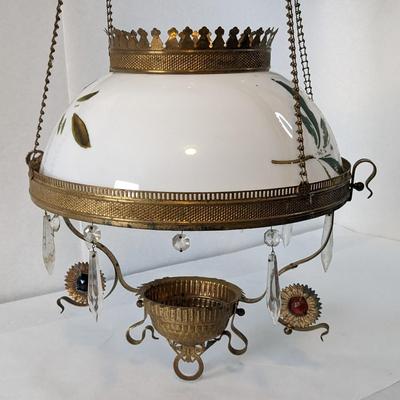 Hanging Oil Lamp with Glass Shade