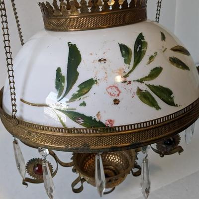 Hanging Oil Lamp with Glass Shade