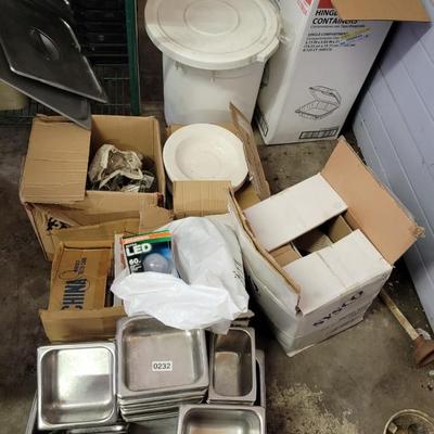 Stainless Steel Pans, dishes, large tub/lid, plates and more