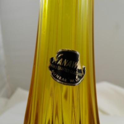 Vintage Kanawha Amber Glass Vase MCM 10.75