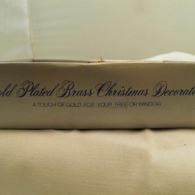 18K Gold Plated Brass Plane Christmas Ornament w/ Box