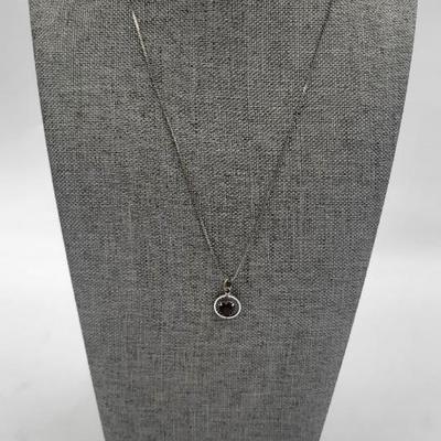 Garnett Medallion on Sterling 925 Chain