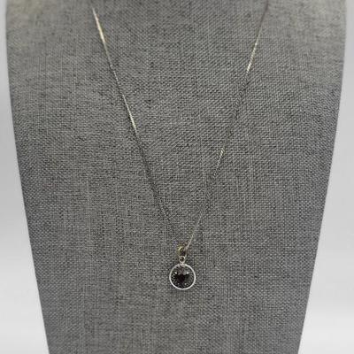 Garnett Medallion on Sterling 925 Chain