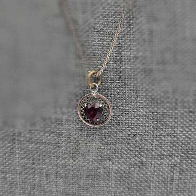 Garnett Medallion on Sterling 925 Chain