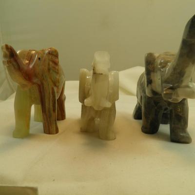Set of 3 Hand Carved Agate Elephant Figures