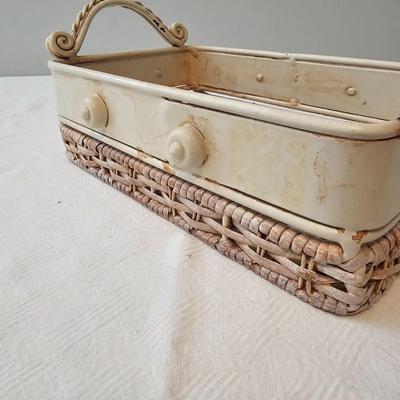 Wrought Iron Table, Caddy & Oval Clock.   (UB-JS)