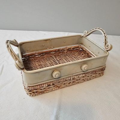 Wrought Iron Table, Caddy & Oval Clock.   (UB-JS)