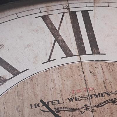 Wrought Iron Table, Caddy & Oval Clock.   (UB-JS)