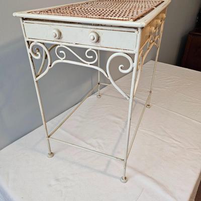 Wrought Iron Table, Caddy & Oval Clock.   (UB-JS)