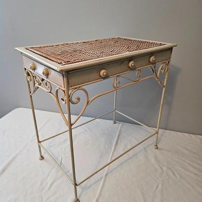 Wrought Iron Table, Caddy & Oval Clock.   (UB-JS)