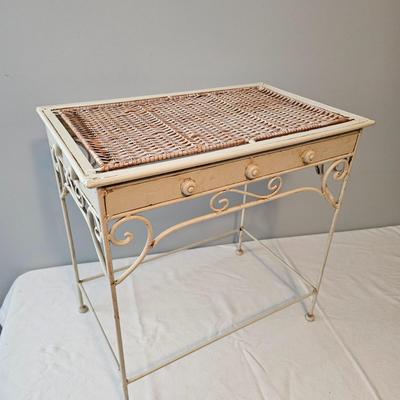 Wrought Iron Table, Caddy & Oval Clock.   (UB-JS)