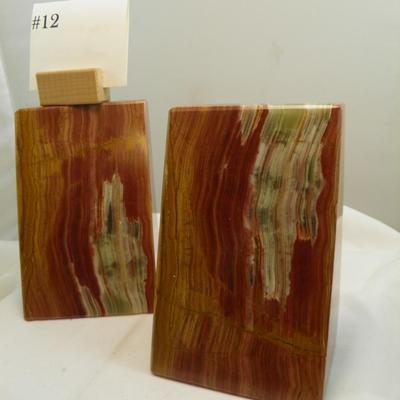 10,000 Villages Heavy Marble Wedge Bookends 6.25