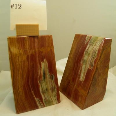 10,000 Villages Heavy Marble Wedge Bookends 6.25