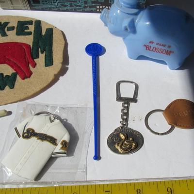 Lot 231:  Another Junk Drawer Lot: Bank, Brewers Key Ring, Nice Old Box, More
