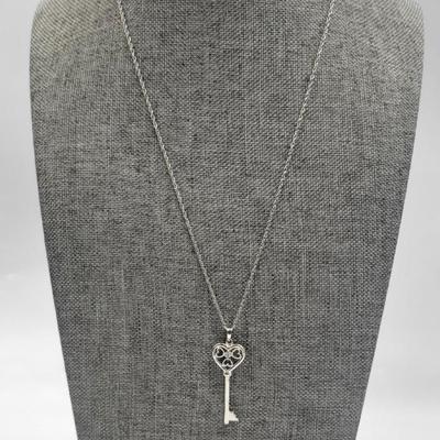 925 Heart and Key Pendant Necklace