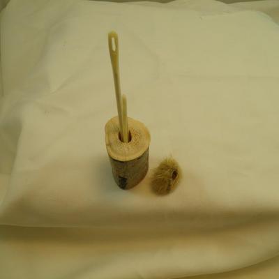 Carved Caribou Needles w/ Seal Skin Thimble 6"