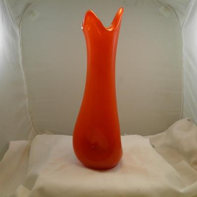 Mid Century Modern Slung Glass Vase 15.5" Tall