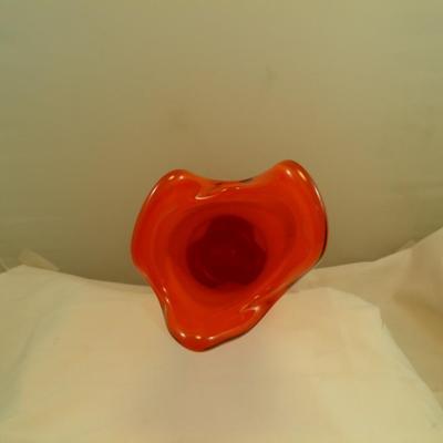 Mid Century Modern Slung Glass Vase 15.5" Tall