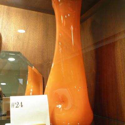 Mid Century Modern Slung Glass Vase 15.5" Tall