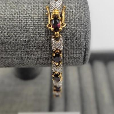 Gold Plated 925 Garnett Bracelet