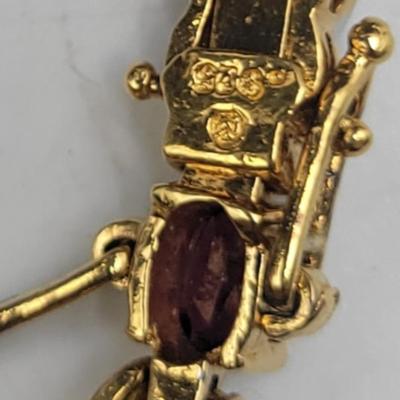 Gold Plated 925 Garnett Bracelet