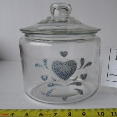 Lot 236: Clear Glass Cookie Jar With Heart Design