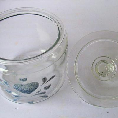 Lot 236: Clear Glass Cookie Jar With Heart Design