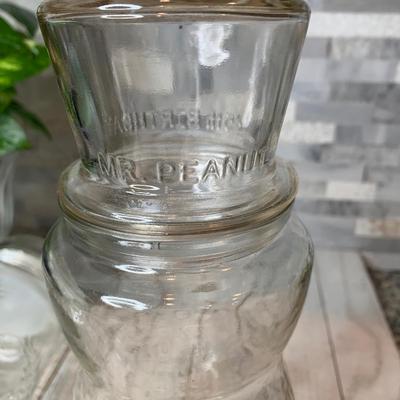 Mr. Peanut Glass Jar w/Top Hat Lid 75th Birthday 1991 & 1982 Planters Mr Peanut Glass Jar