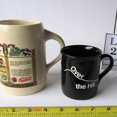 Lot 240:  Budweiser Budvar From Czech Joint Stock Brewery Beer Mug and Over the Hill Mug