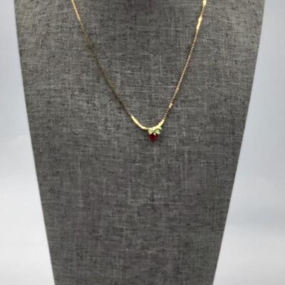 Strawberry on a gold tone chain Necklace
