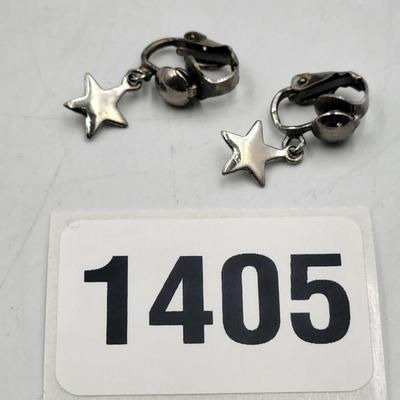 Pewter Star  Clip on Earrings