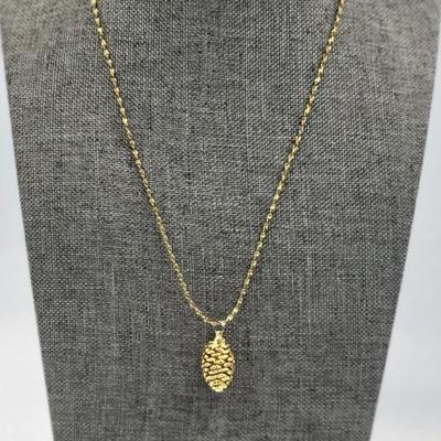 Gold Toned Pine Cone Style Necklace