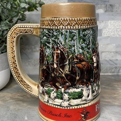 1987 Limited Edition Budweiser Holiday Stein #CS70, "C" Series, Collector's Series