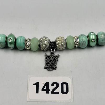 Green Bead Owl Trinket Bracelet