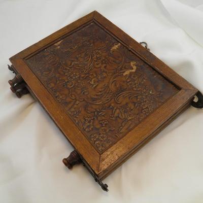 Vintage Wooden Tri Fold Cherub Vanity Mirror