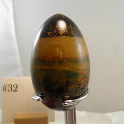 Large Painted Wooden Egg Black Background