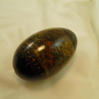 Large Painted Wooden Egg Black Background