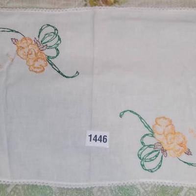 Vintage Needlepoint Flowers Table Runner