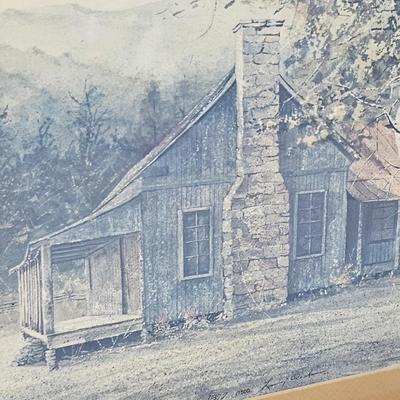 Larry Dodson Signed/Numbered Print Rustic Cabin  (G-JS)