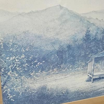 Larry Dodson Signed/Numbered Print Rustic Cabin  (G-JS)