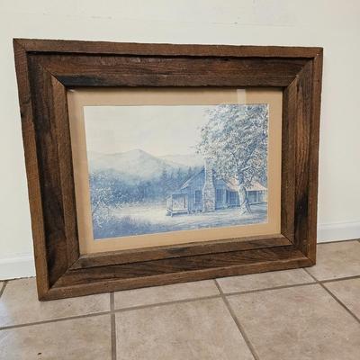 Larry Dodson Signed/Numbered Print Rustic Cabin  (G-JS)