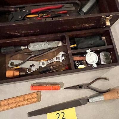 Antique tool box w/ tools