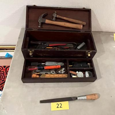 Antique tool box w/ tools