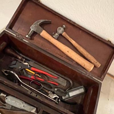 Antique tool box w/ tools