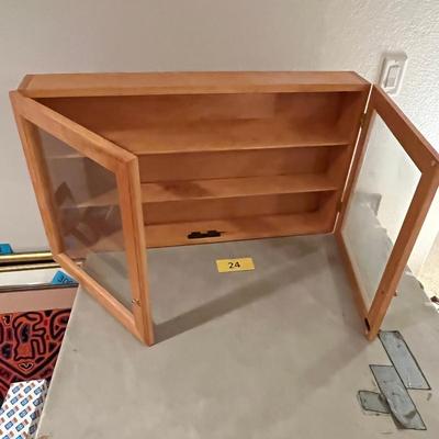 3 shelf wood display cabinet!