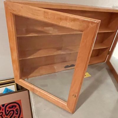 3 shelf wood display cabinet!