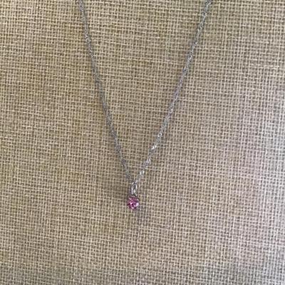 Silver Plated Chain with Pink Stone