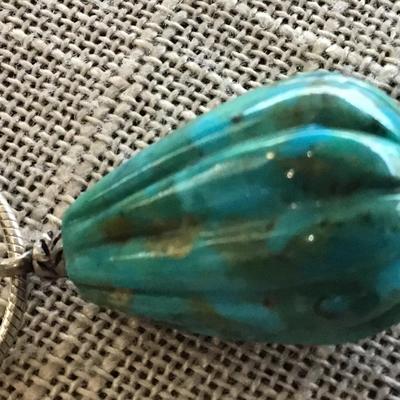 Turquoise Pendant with 925 Silver Chain