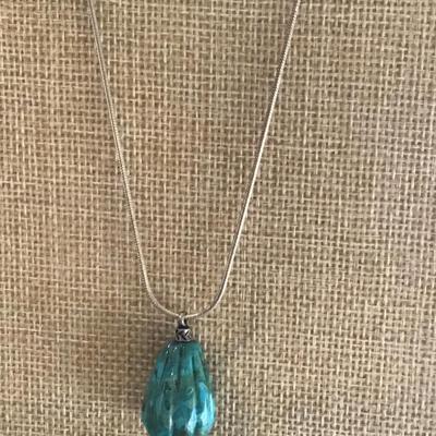 Turquoise Pendant with 925 Silver Chain