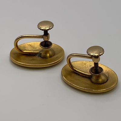 Evans Nickel Silver Cigarette Case with Vintage Thimbles & Screw Back Earrings (B2-HS)